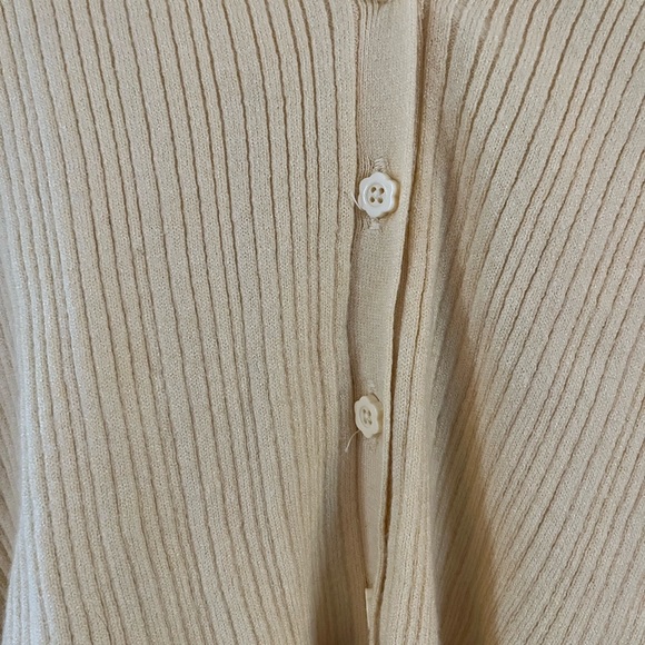 Happily Grey Yellow Ribbed Ruffle Button-Down Sweater - Picture 2 of 5